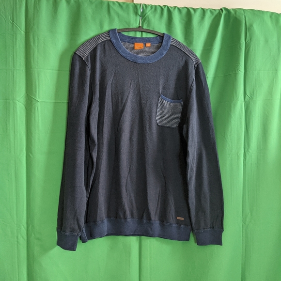 HUGO BOSS navy knit insert sweatshirt - Picture 1 of 11